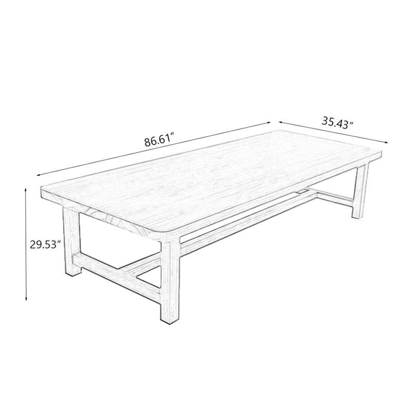 Bureau rectangulaire en bois massif Burlywood, 29.53" H x 86.61" W x 35.43" D