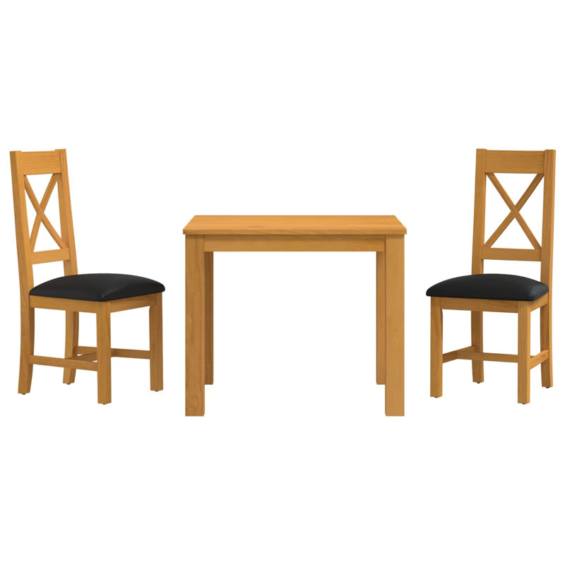 2 -Person Oak Solid Wood Dining Set, Black, Black, Black, Black