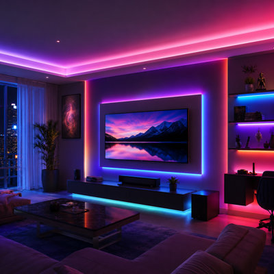 66ft Smart LED Strip Tape Lights – Music Sync, RGBW Color Changing, App & Remote Control, Cuttable