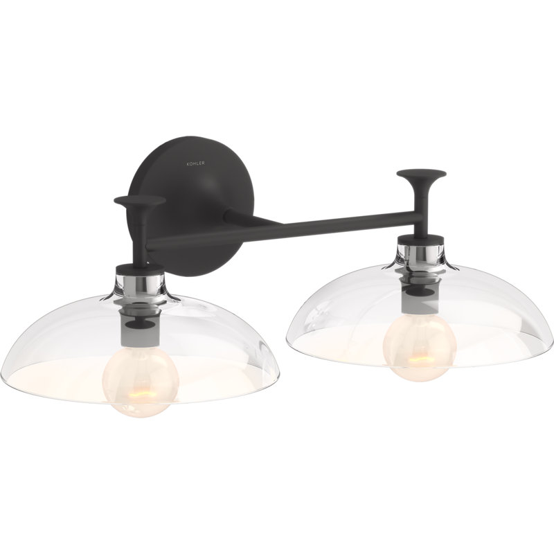 Tone 2 Light Indoor Bathroom Vanity Light Fixture, UL Listed, Matte Black