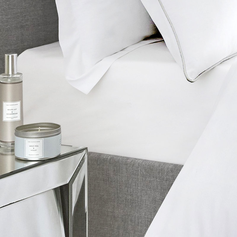 Appletree Bedding 100% Cotton Percale Fitted Sheet, White, Kingsize (5')