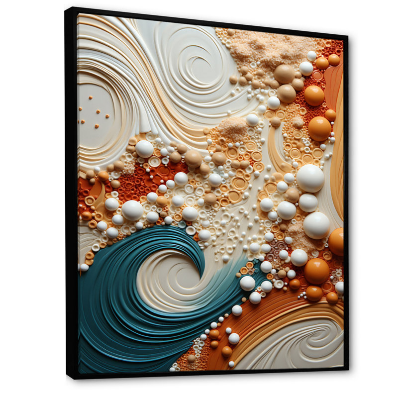 Serene Sands I - Collages abstraits, reproductions d'art mural, H 32 po x l 16 po x P 1 po, Cadre flottant noir