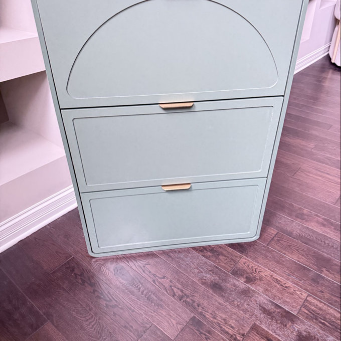 24 Pair Shoe Storage Cabinet With 3 Flip Drawers - Green