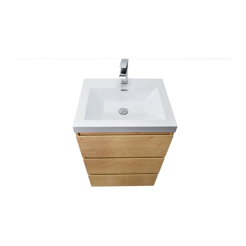Ensemble de meuble-lavabo simple 24 po Hridhaan, Chêne anglais