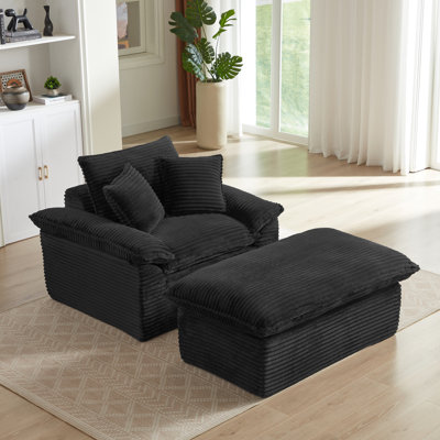 Boneless Ultimate Comfort Foam Cushion Modern Lounge Chair For Living Room, Bedroom, Office - Black