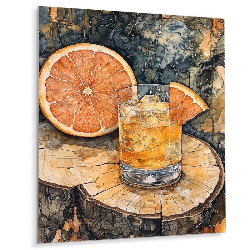 Cocktail Téquila avec verre de pamplemousse I - liqueur, H 40 po x l 30 po