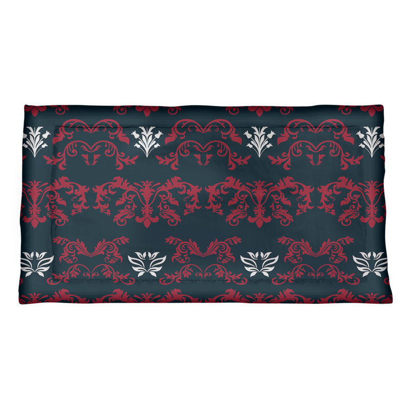 Football Baroque Pattern Pillow Sham, King, Polyester, Blue/Red/White