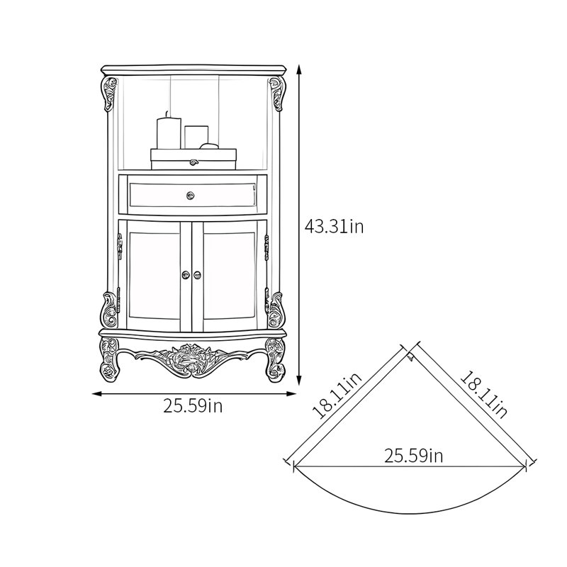 Corner Triangle Cabinet with Storage