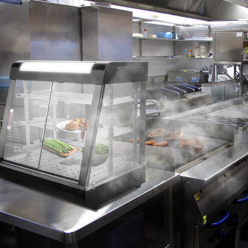 Barton Black Steel 27" Countertop Buffet Food Warmer Display Case