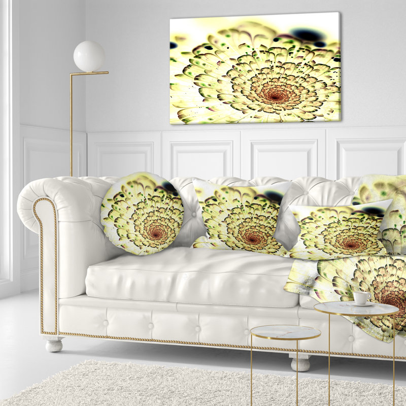 Motif de fleurs vert clair fractal - coussin imprimé abstrait