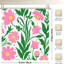 Rideaux de douche roses à motif floral et feuilles vertes pour salle de bain, 71 x 71-676530828