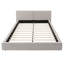 Cadre de lit plateforme vintage en lin recouvert de tissu, tête de lit double panneau, lit bas avec sommier à lattes en bois, aucun sommier requis.-876686193