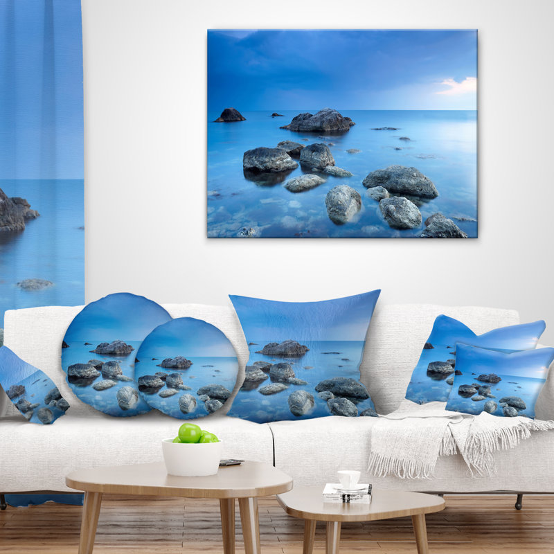 Coussin Rocky Blue Sea - Sea & Shore, H 18 po x l 18 po