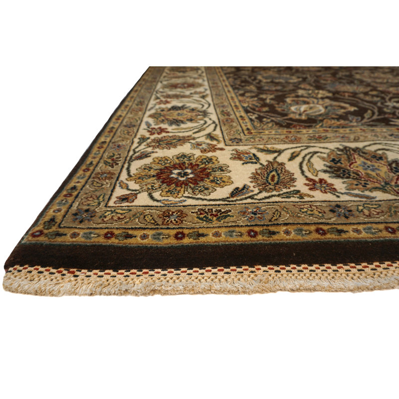 Cote D’Azure Hand Knotted Wool Area Rug in Cocoa/Ivory, Rectangle 12' x 15'