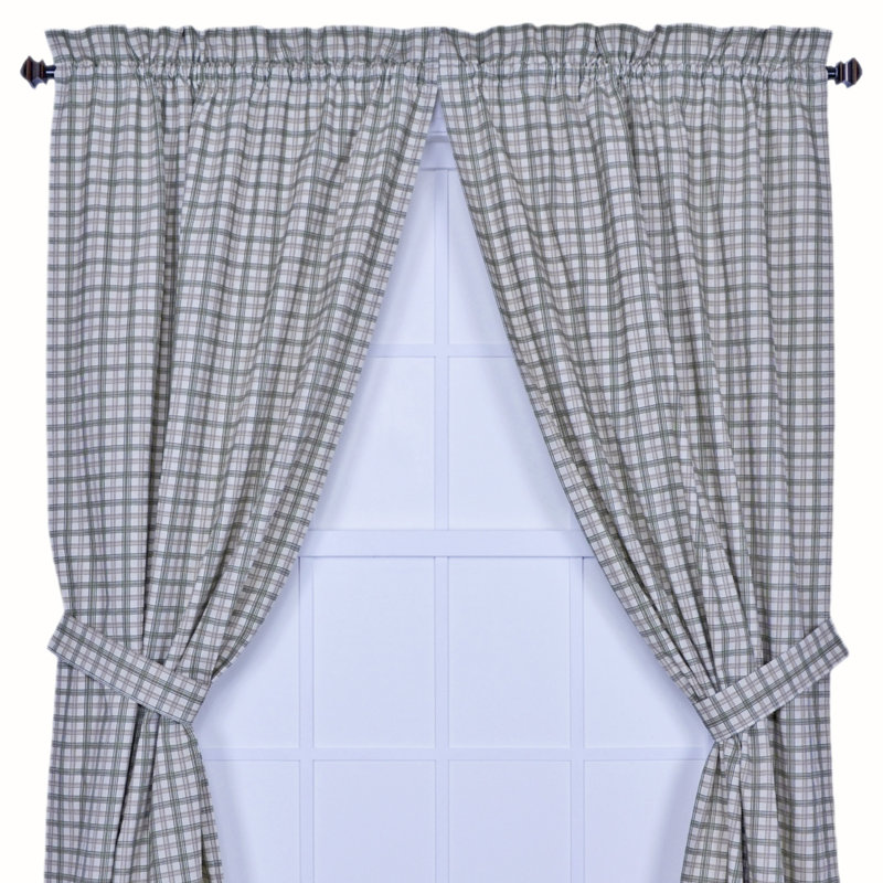 Ybanez 100% Cotton Semi Sheer Curtain Pair, 68" W x 84" L, Green