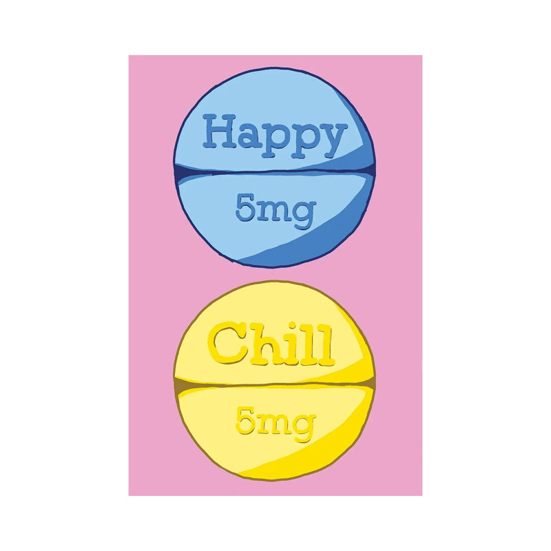 Happy Chill Pill Pink - Wrapped Canvas Print, 152.5 cm H x 101.5 cm W