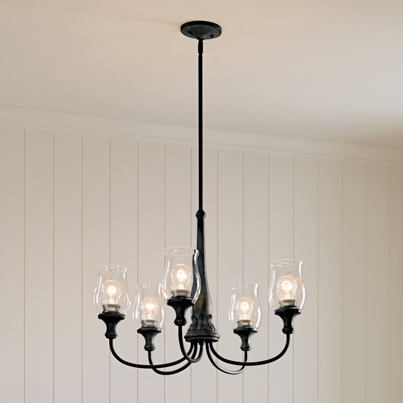 5 - Light Steel Dimmable Chandelier, Black