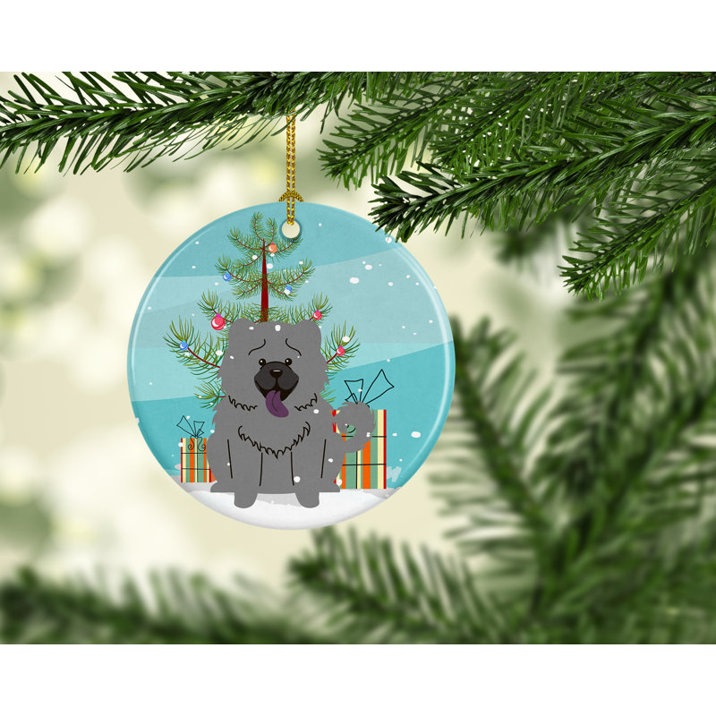 Ornement en céramique pour fêtes gascon saintongeois, Chow-chow gris