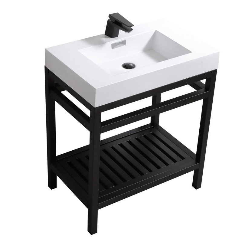Ensemble de meuble-lavabo simple 29,5 po Halesowen, Noir mat