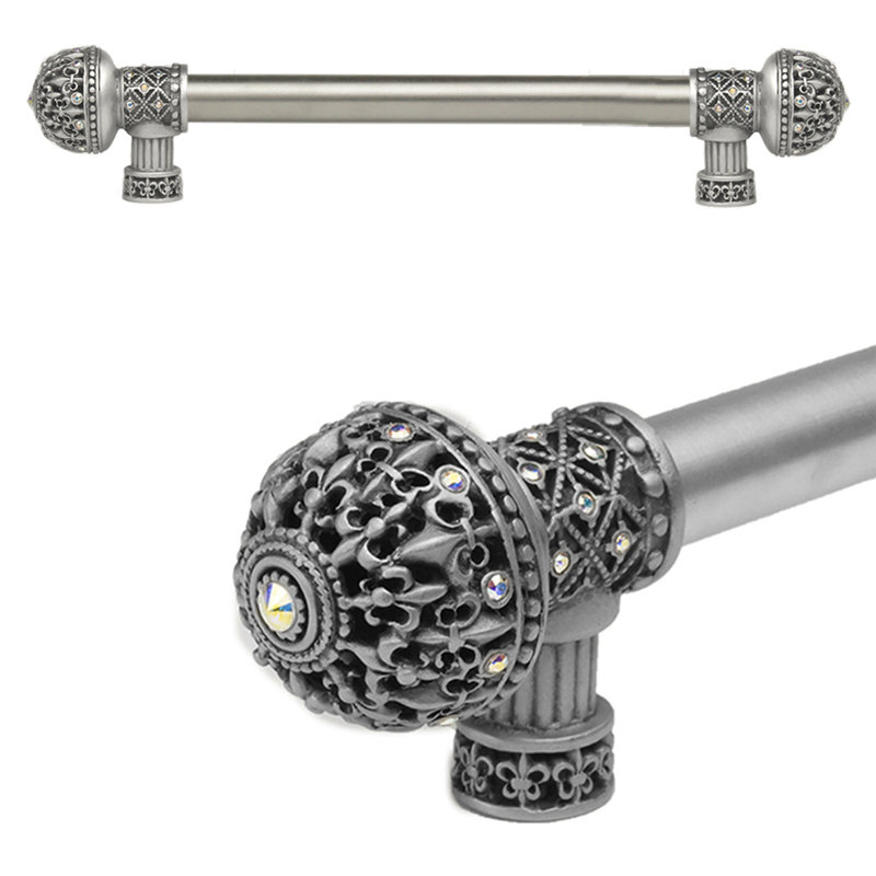 Grand fleuron en satin de fleur de Lys Carpe Diem Hardware Versailles avec cristaux Swarovski, 9"