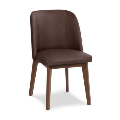 Fawn Genuine Leather Curved Back Support Dining Chair
