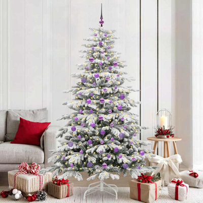 Artificial Hinged Christmas Tree White PE and PVC