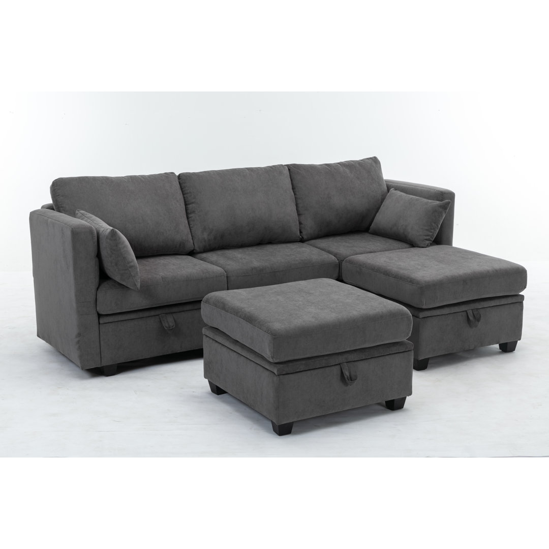 Dilen 5 - Piece Upholstered Sofa Modular Storage Couch & Ottoman Latitude Run® Body 