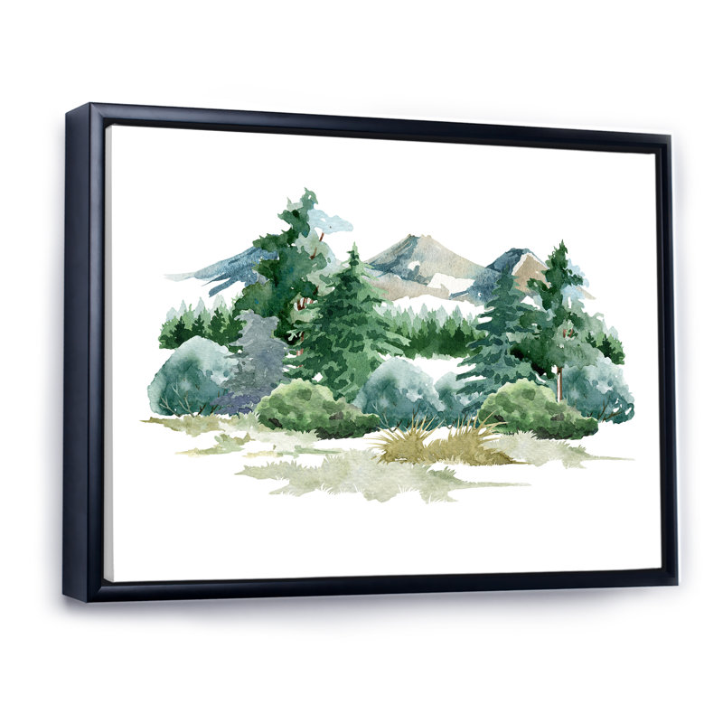 Scène de forêt naturelle avec clairière de brousse et herbe - peinture sur toile, H 16 po x l 32 po x P 1 po