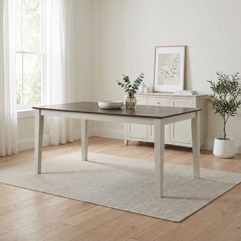 Badgery 59.1" Rectangular Dining Table with Rounded Legs & Rubberwood Frame