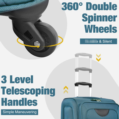 Valise extensible légère 3 pièces avec valise à roulettes