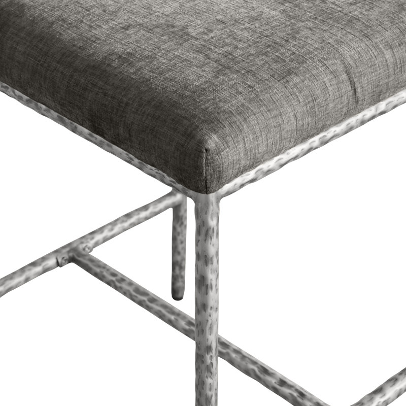 Reeves Chenille Fabric Upholstered Counter Stool, Brushed Silver, Grey Chenille Fabric