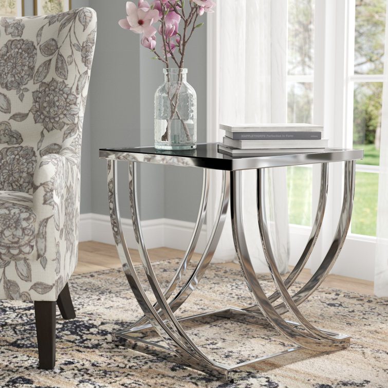 Anjaliyah Glass Top End Table