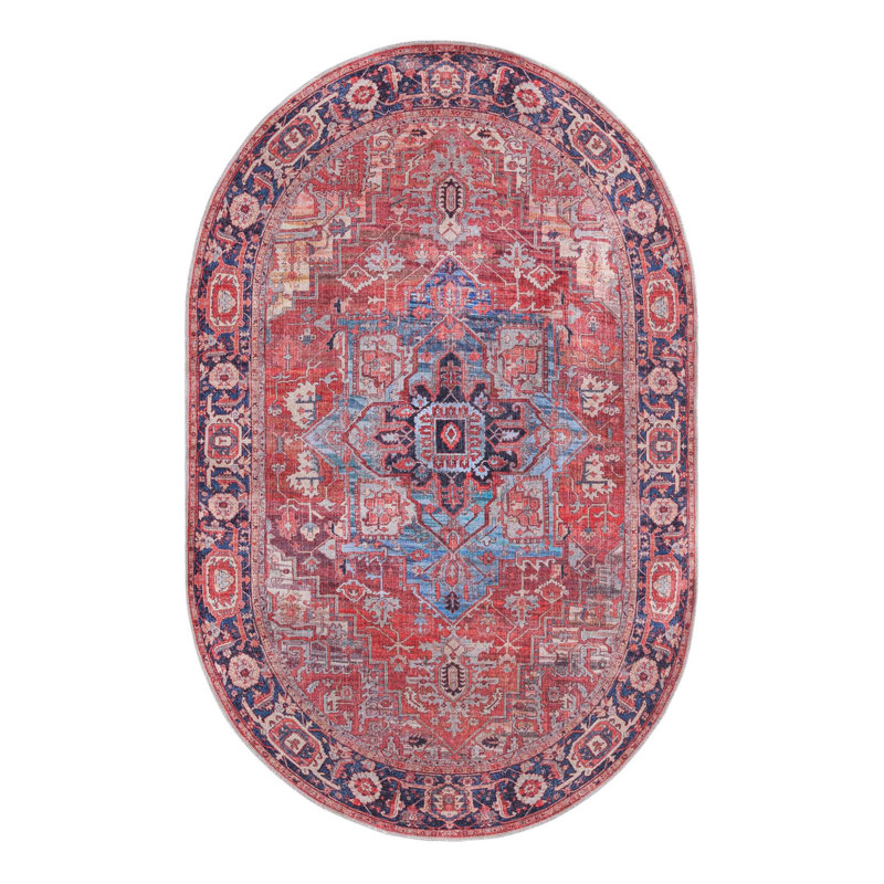 Haigh Washable Oriental Indoor Rug, Oval 5'3" x 8'