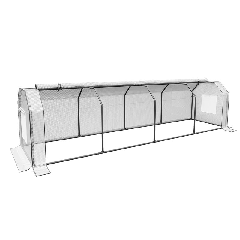 Greenhouse with double Roll-Up Zippered Doors, PE Cover, 3' H x 9' W x 3' D