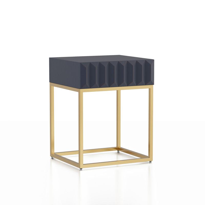 Rodolfo 24'' Tall Frame End Table with Storage, Antique Blue