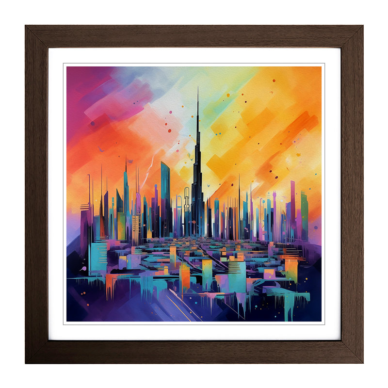 City Of Dubai Color Field No.1 - Framed Print, Walnut