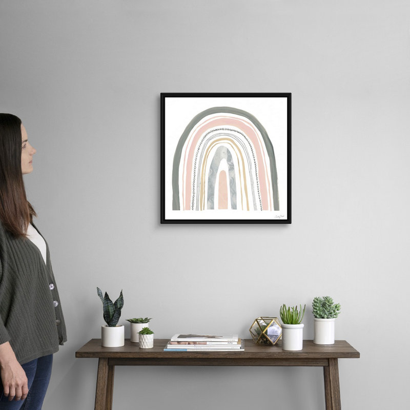 Reproduction d’art sur toile, "Boho Rainbow II" par Courtney Prahl, Cadre flottant noir, H 22 po x l 22 po x P 1,75 po
