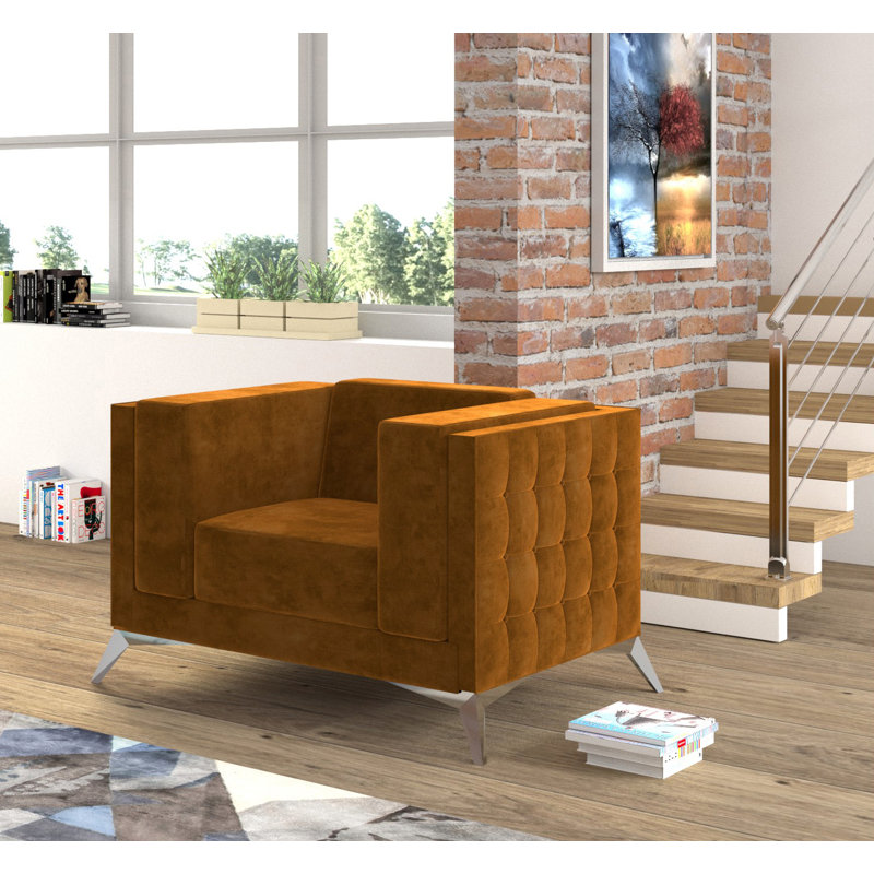 Magnus Upholstered Club Chair, Gold