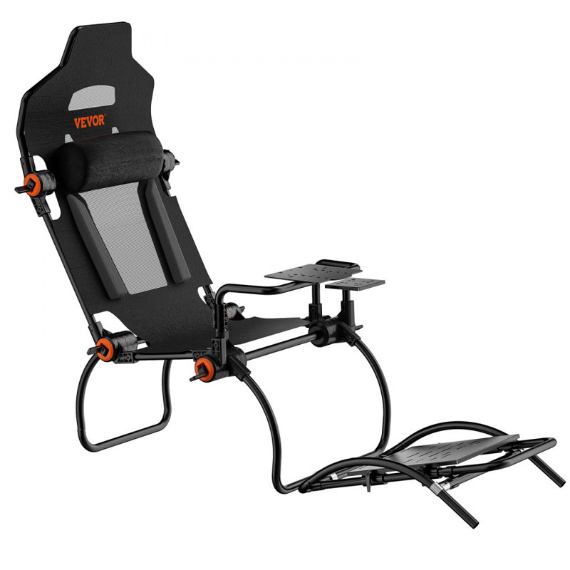 VEVOR Adjustable Reclining Racing Wheel Stand Game Chair with Footrest in Black