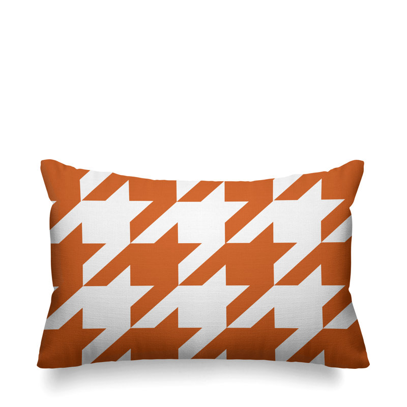 Geometric and Houndstooth Outdoor Reversible Throw Pillow, Orange