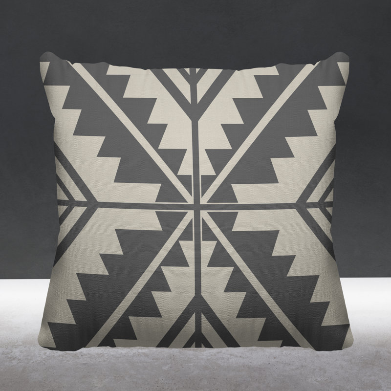 Coussin décoratif intérieur / extérieur Tala Southwestern, L 15 po x H 15 po, Gris