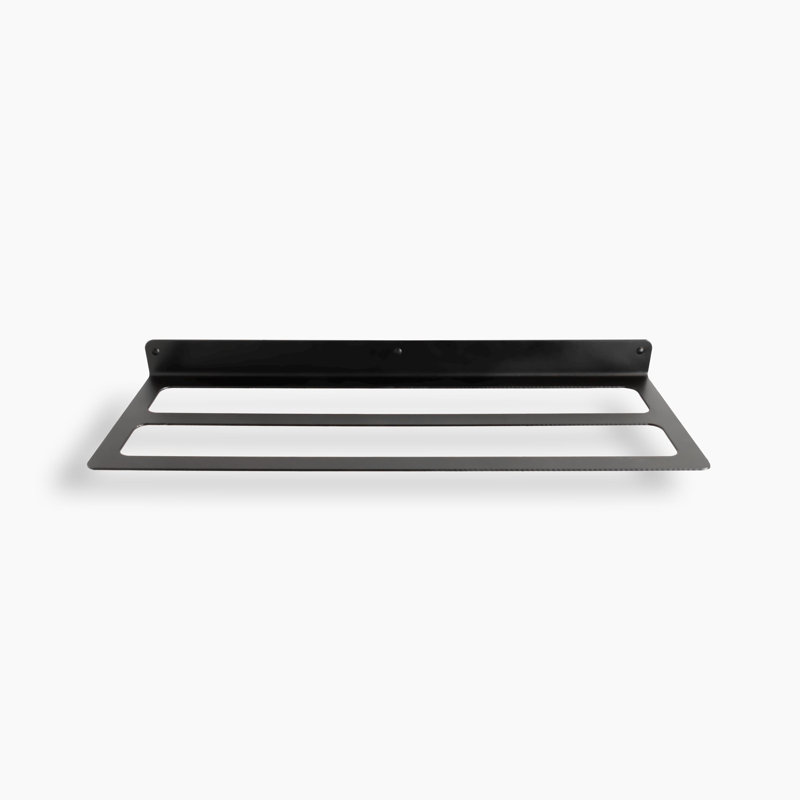 Wall-Mounted Modern Bath Towel Holder—Double Bar, Matte Black, 24"