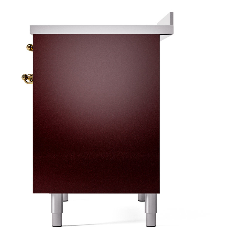 ILVE Nostalgie II Series 40 inch Induction Range with 6 Induction Elements (Glass Door), Burgundy/Brass