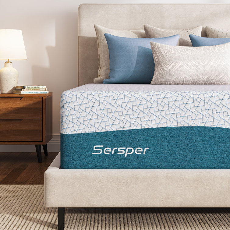 Sersper Cooling Memory Foam Mattress with Supportive Pressure Relief for Back Pain, Copper Gel & Bamboo Charcoal Infused - Medium Firmness, 8/10/12/14 Inch