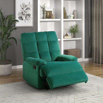 Nyleve 35" Modern and Contemporary Velvet Fabric Reclining Chair with Tab Pull Reclining Motion, Solid Wood & Plywood Frame