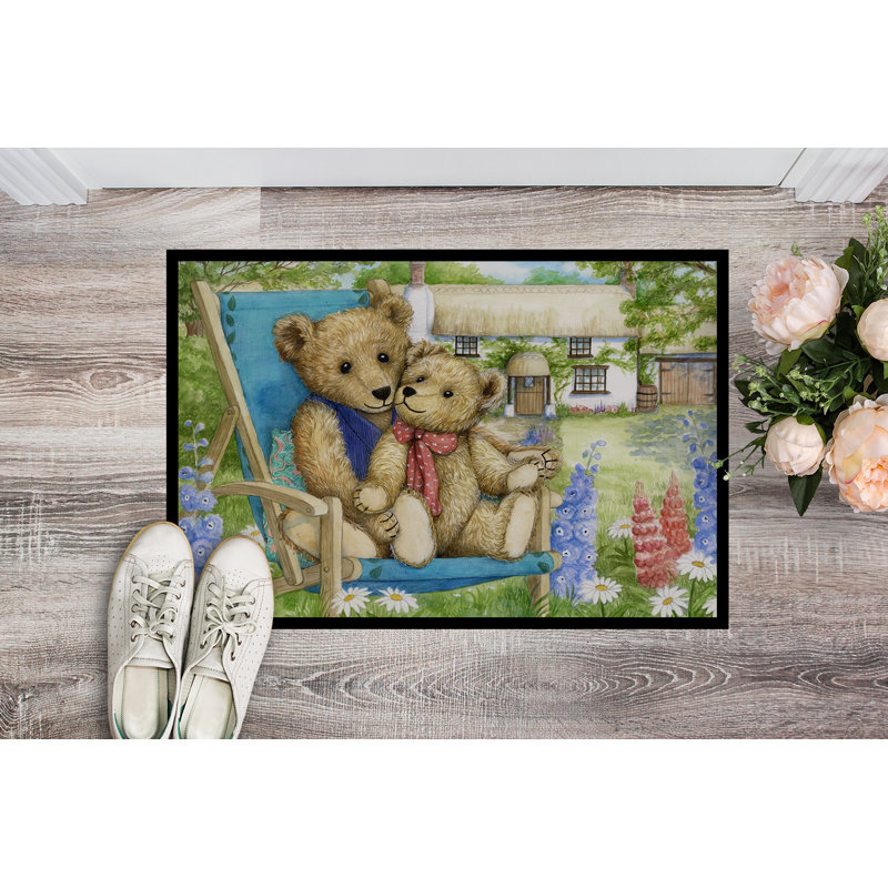 Tapis d’extérieur antidérapant à fleurs teddy, Rectangle 1 pi 6 po x 2 pi 3 po
