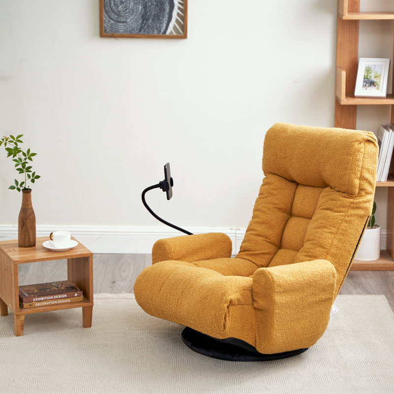 Chaise longue rotative avec tête réglable, Tissu jaune