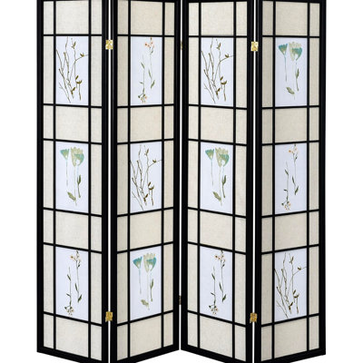 Paravent floral pliable décoratif noir - cadre noir pour une atmosphère douillette