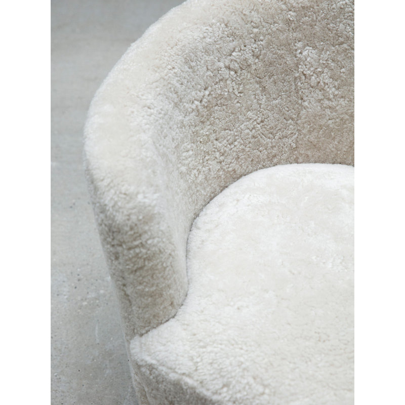 Mingle Loveseat, Sheepskin Moonlight, Natural Oak