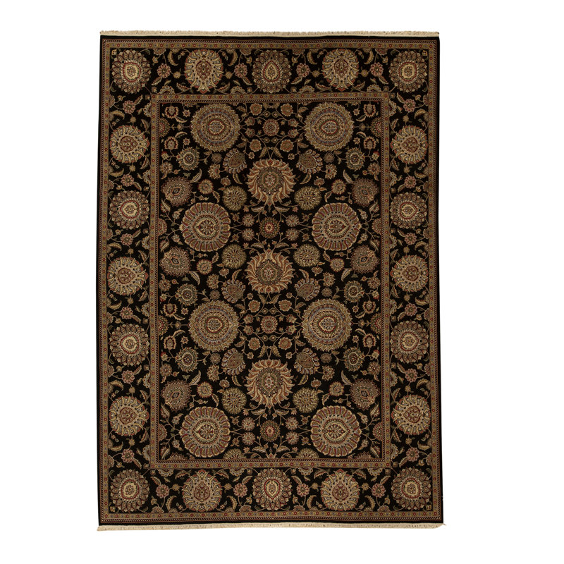 Manchuria Hand-Knotted Wool Oriental Area Rug In Black/Olive/Brown